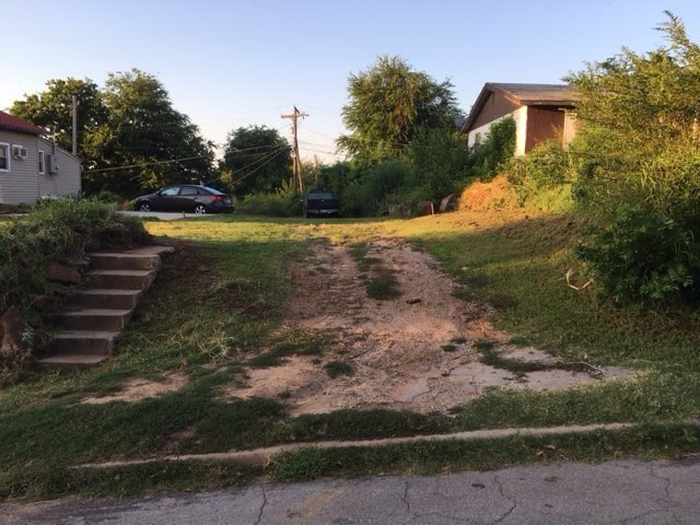 Steep driveway replacement project Tulsa Oklahoma before installation